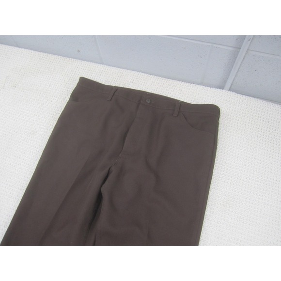 Wrangler Pants Mens 42 Brown Straight Leg Casual Classic Polyester 42x30 - Picture 2 of 10